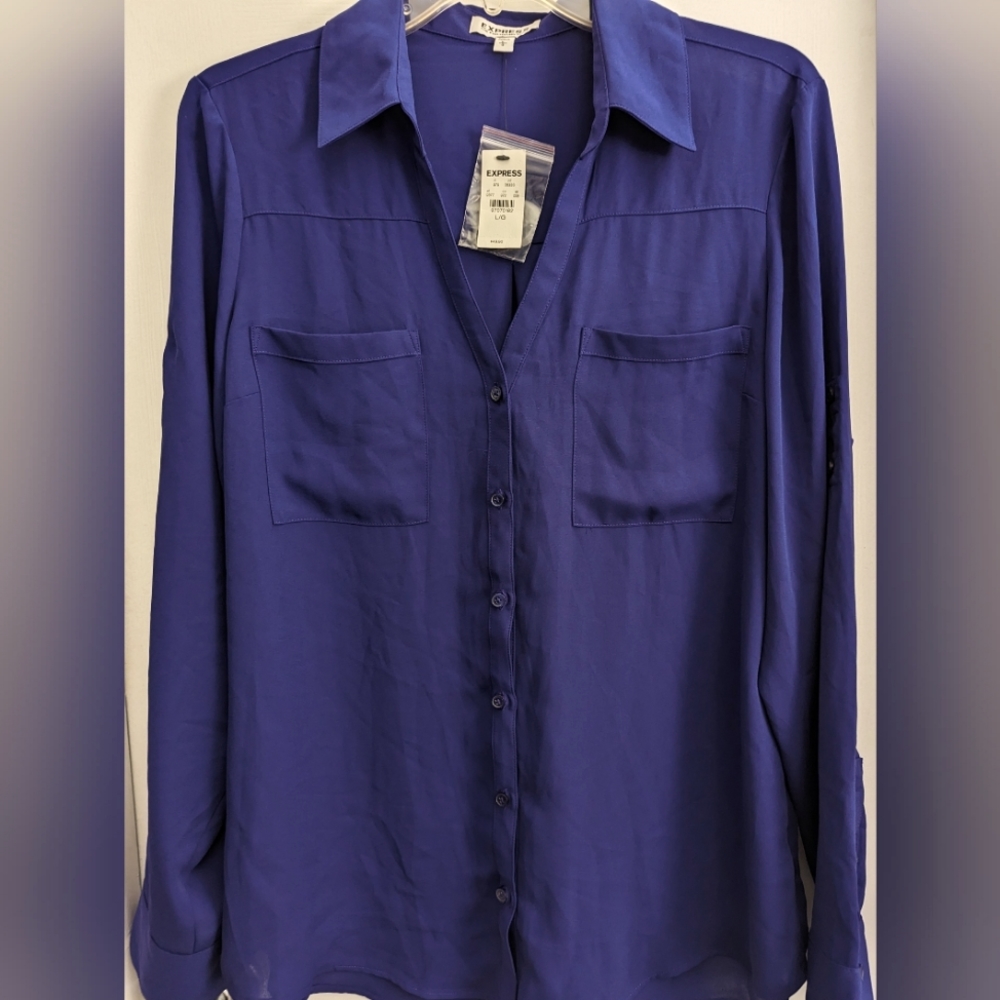 Express Portofino Shirt size Large in purple color